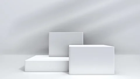 Simple abstract 3D render white empty blank pedestal cube podium backdrop e.. Video stock 317645431