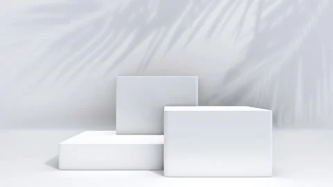 Simple abstract 3D render white empty blank pedestal cube podium backdrop e.. Stock Footage 317645437