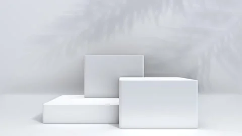 Simple abstract 3D render white empty blank pedestal cube podium backdrop e.. Stock Footage 317645441