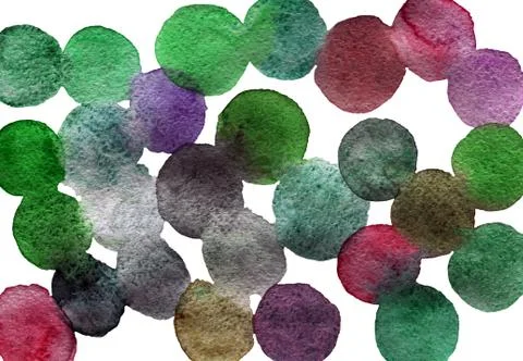 Simple abstract background with bubbles, falling confetti. Watercolor dots. Stock Illustration