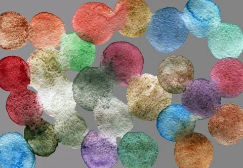 Simple abstract background with bubbles, falling confetti. Watercolor dots. Stock Illustration