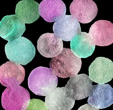 Simple abstract background with bubbles, falling confetti. Watercolor stains. Stock Illustration