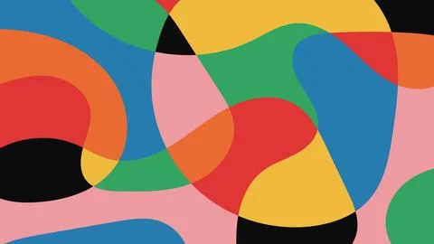 Simple abstract background with hand drawn overlay colorful shapes. Fun childish Illustrazione stock