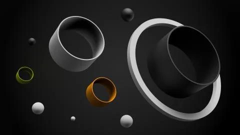 Simple abstract background made of tubes with spheres.  3d render geometry sh Stock Illustration