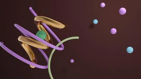 Simple abstract background made of tubes with spheres.  3d render geometry sh Stock Illustration