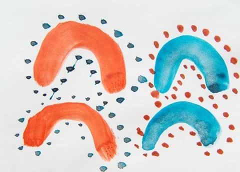 Simple abstract background pattern with arcs, paint strokes children's waterc イラスト素材