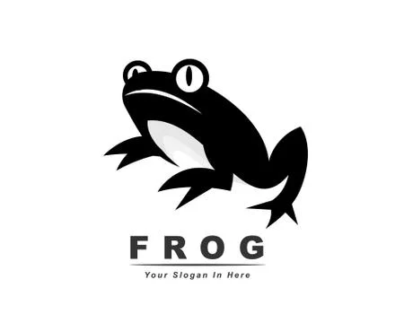 Simple abstract black frog art logo design inspiration Stock Illustration