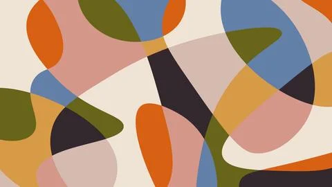 Simple abstract colorful background with hand drawn overlay shapes. Minimalist Illustrazione stock