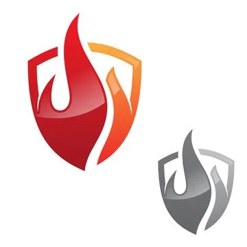 Simple abstract fire shield vector icon for graphic design Illustrazione stock