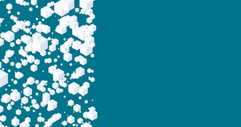 Simple abstract floating white cubes. Clean space left for your design. 8K loop Stock Footage 120756355