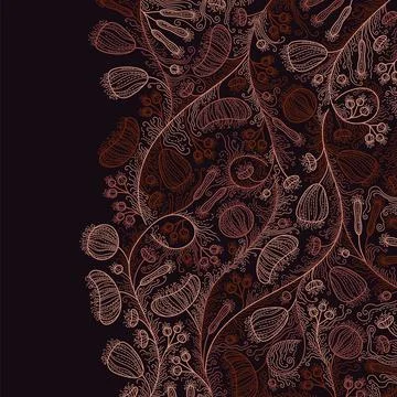 Simple abstract floral pattern in linear style. Stock-Illustration