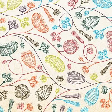 Simple abstract floral pattern in linear style. Stock Illustration