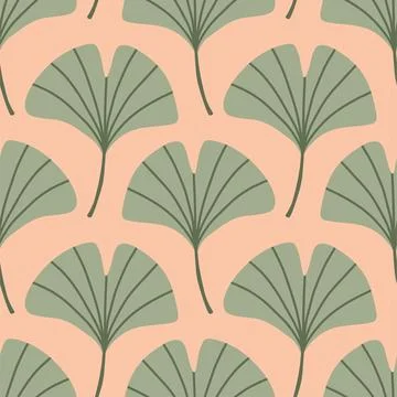 Simple abstract floral seamless pattern with colorful autumn leaves in green Stock Illustration