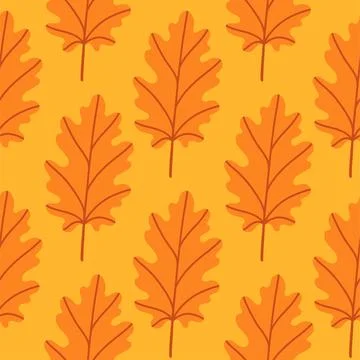 Simple abstract floral seamless pattern with colorful autumn leaves in orange Stock Illustration