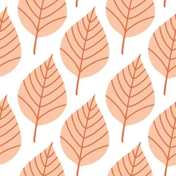 Simple abstract floral seamless pattern with colorful autumn leaves in pink. The Illustrazione stock