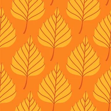 Simple abstract floral seamless pattern with colorful autumn leaves in yellow Stock Illustration