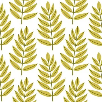 Simple abstract floral seamless pattern with colorful autumn leaves in green Illustrazione stock