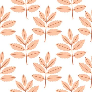 Simple abstract floral seamless pattern with colorful autumn leaves in pink. The Stock Illustration