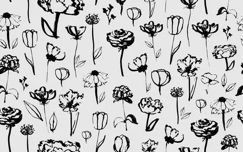 Simple abstract flower seamless pattern. Stock Illustration