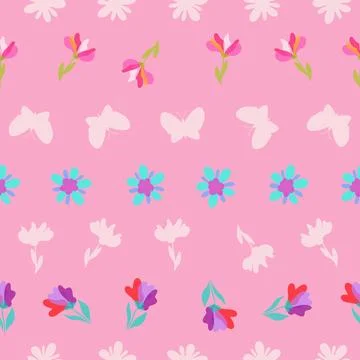 Simple abstract flowers seamless pattern design Stock Illustration