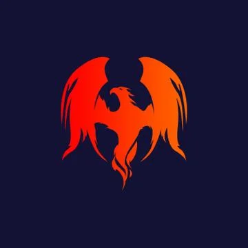 Simple abstract flying legendary phoenix bird vector icon Stock Illustration