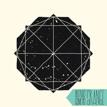 Simple abstract geometric figure with circle, polygon, handwork Stock-Illustration