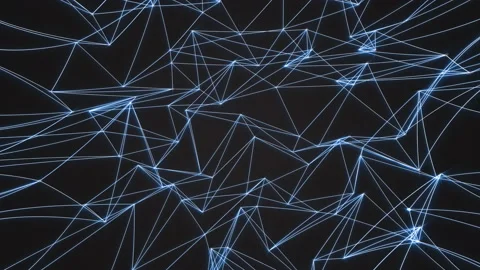 Simple abstract geometric net with blue triangular elements and glowing tops Stock Footage 149000554