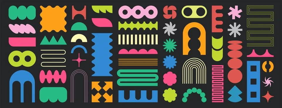 Simple Abstract Geometric Shapes Set in Bauhaus Stock Illustration