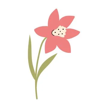 Simple Abstract hand drawn Flower. Spring or summer Doodle Botanical Nature.. Stock Illustration