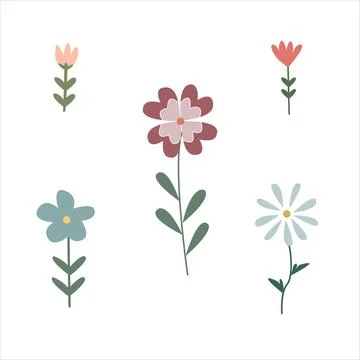 Simple Abstract hand drawn various shapes and doodle Botanical Nature flowers Stock Illustration