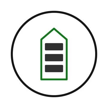 Simple abstract icon with black horizontal lines inside green frame within .. Stock-Illustration