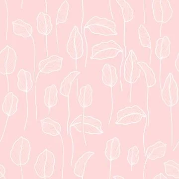 Simple abstract leaf line art seamless repeat pattern design Illustrazione stock