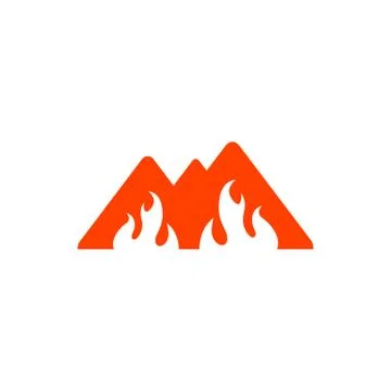 Simple abstract m letter with negative space fire vector icon Stock Illustration