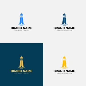 Simple abstract modern Lighthouse, Beacon logo design template vector illustr Stock Illustration