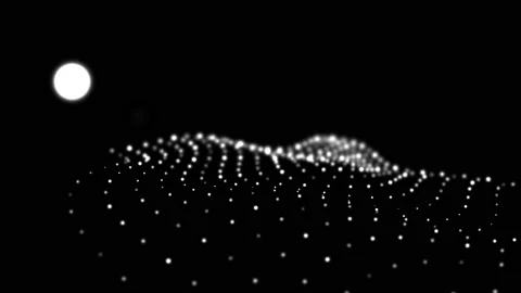 Simple Abstract Moon Lunar Mask Over a Moving Landscape Pattern Stock Footage 139712886
