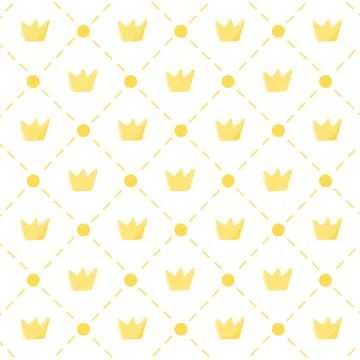 Simple abstract nursery seamless pattern template. Flat yellow crown wallpape Stock Illustration