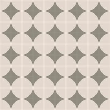 Simple abstract ornament of a floor tile. Green brown circles on a square s.. Stock Illustration