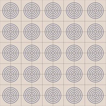 Simple abstract ornament of a floor tile. Blue circles on a square seamless.. Stock Illustration