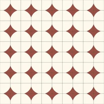 Simple abstract ornament of a floor tile. Brown rhombuses and white squares.. Stock Illustration