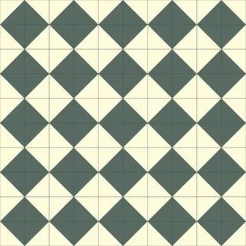 Simple abstract ornament of a floor tile. Green rhombuses on a square seaml.. Stock Illustration