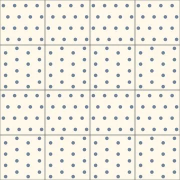 Simple abstract ornament of a floor tile. Blue circles dotted seamless patt.. Stock Illustration