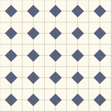 Simple abstract ornament of a floor tile. Blue rhombuses and white squares .. Stock Illustration
