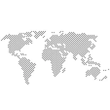 Simple abstract pixelated black and white world map icon Illustrazione stock