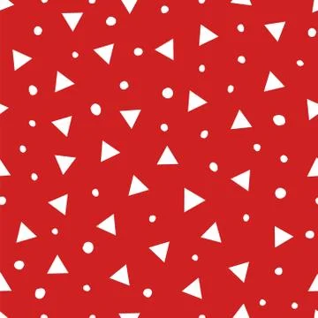 Simple abstract seamless pattern with triangles and dots. Holiday theme in red Stock Illustration