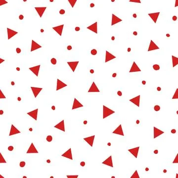 Simple abstract seamless pattern with triangles and dots. Holiday theme in red Stock Illustration