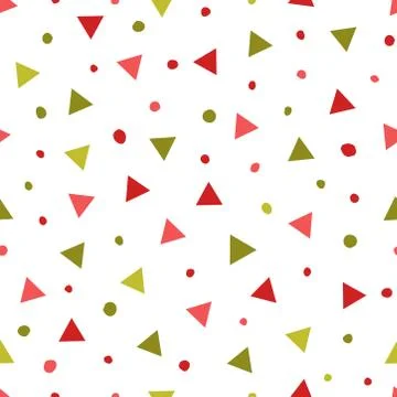Simple abstract seamless patterns with triangles and dots. Holiday theme in red Stock Illustration