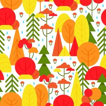 Simple abstract shaped fall trees pattern. Stock Illustration