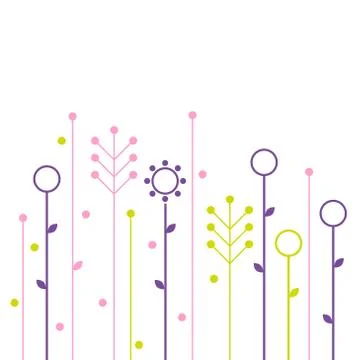 Simple abstract spring flowers design Stock Illustration