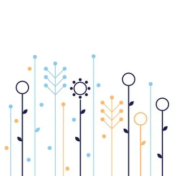 Simple abstract spring flowers design / Folk ornaments Stock Illustration