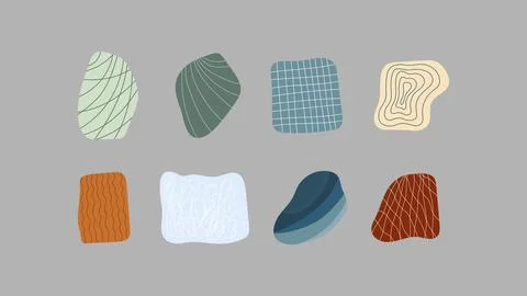 Simple abstract stone shapes with decorative lines. Trendy contemporary design 스톡 일러스트